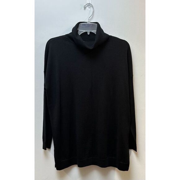Eileen Fisher Italian Yarn NWT women’s black turtleneck box top size XXS #44-172 - Picture 1 of 6